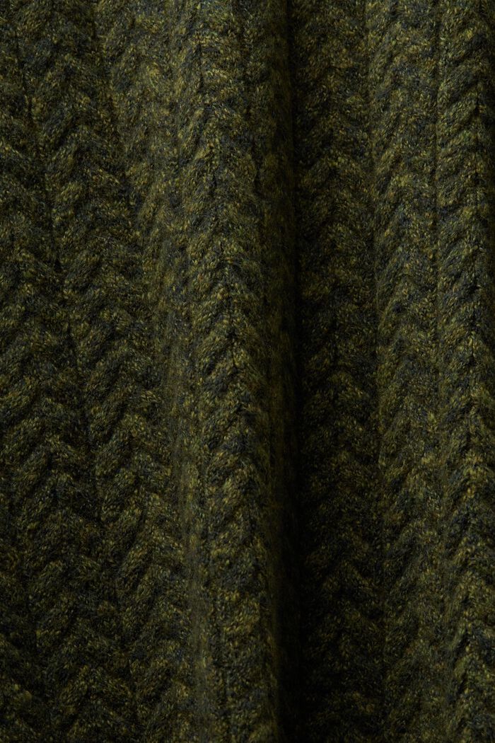 Melírovaný copánkový pulovr s kulatým výstřihem, OLIVE, detail image number 5