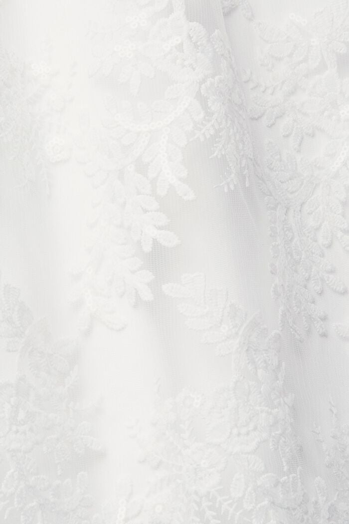 Midi sukně s vyšívanými květy, OFF WHITE, detail image number 6
