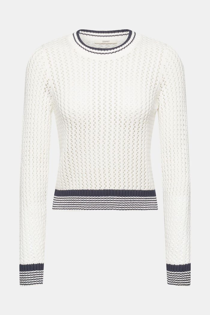 Strukturovaný pulovr z bio bavlny, OFF WHITE, detail image number 6