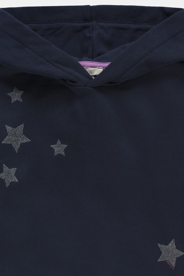 Vrstvené mikinové šaty s kapucí a hvězdami, NAVY, detail image number 2