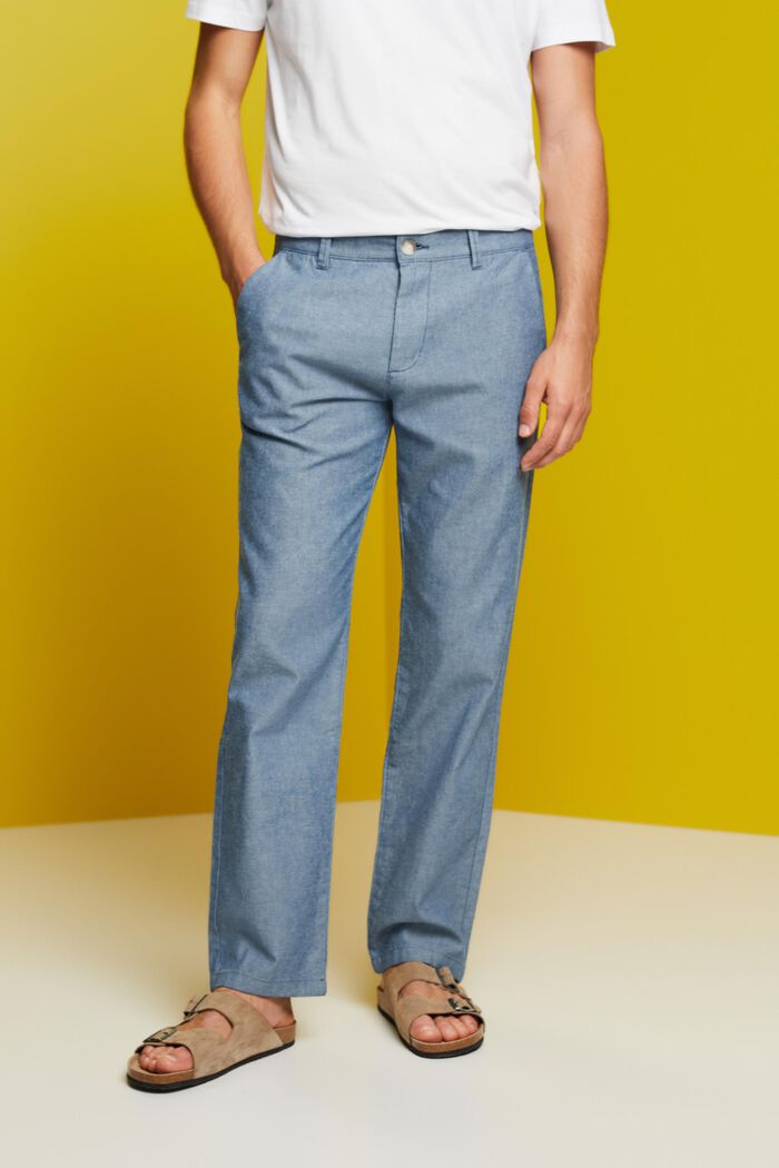 Kalhoty chino, se strukturou, 100% bavlna, BLUE, detail image number 0