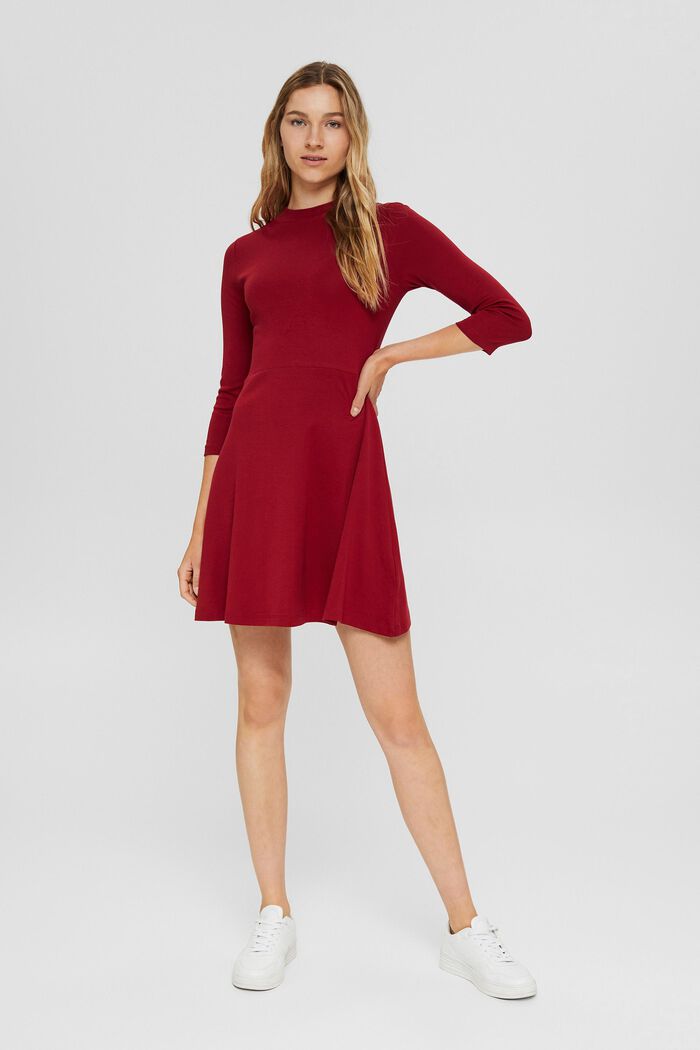 Žerzejové šaty ze 100% bio bavlny, DARK RED, detail image number 1