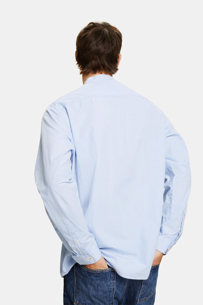 Bavlněná košile s proužky a mandarínským límečkem, GREY BLUE, detail image number 3