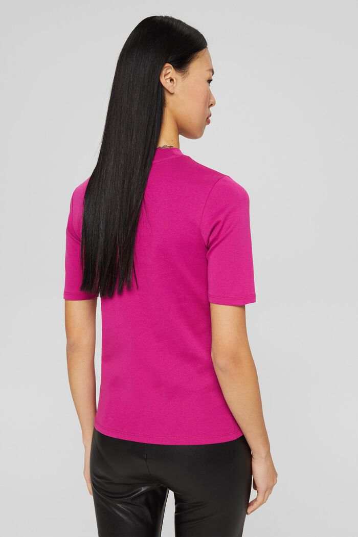 Basic tričko z bavlněného žerzeje, PINK FUCHSIA, detail image number 3