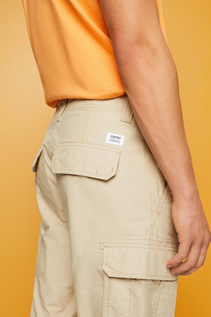 Cargo kalhoty z bavlněného kepru, SAND, detail image number 4