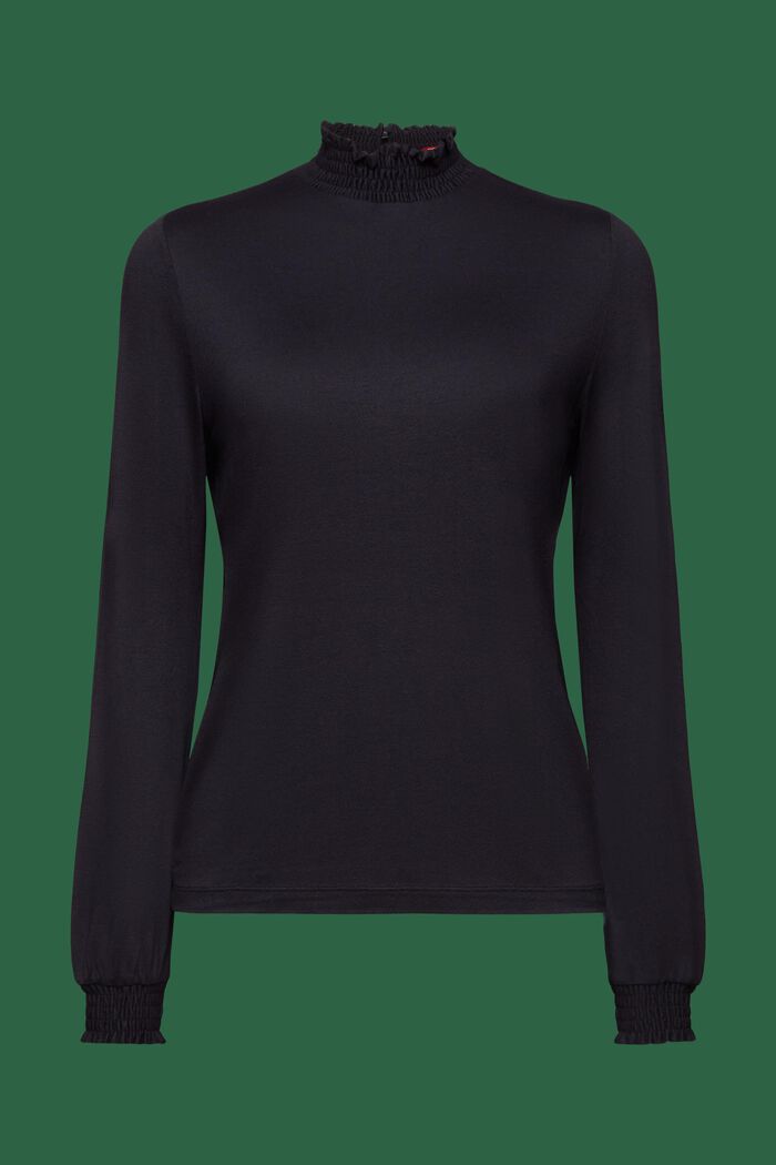Tričko s dlouhým rukávem a nařasením, LENZING™ ECOVERO™, BLACK, detail image number 7