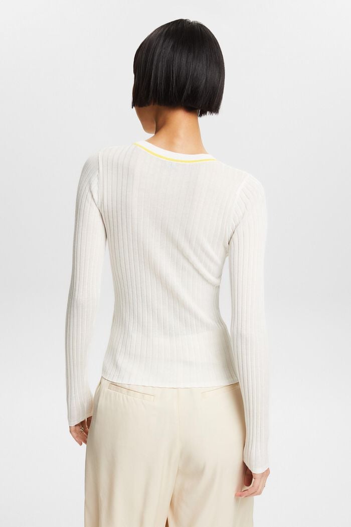 Žebrový pulovr s kulatým výstřihem, OFF WHITE, detail image number 2