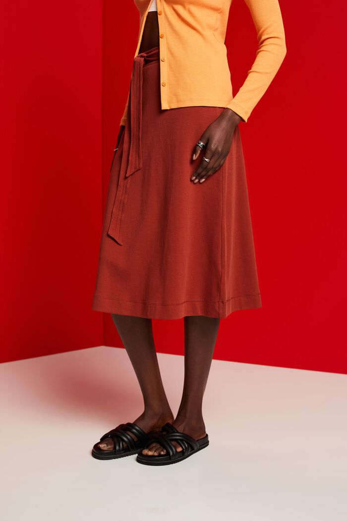 Žerzejová sukně s opaskem, TERRACOTTA, detail image number 0