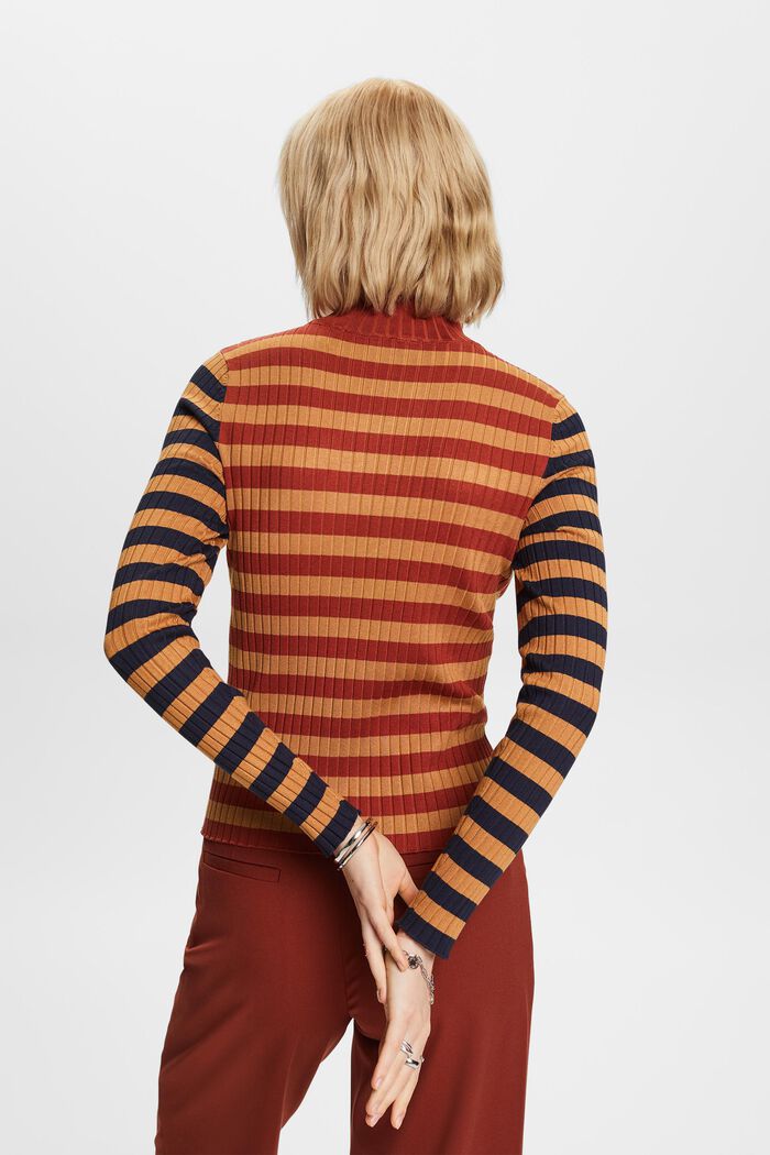 Pruhovaný pulovr z žebrové pleteniny, CARAMEL, detail image number 3