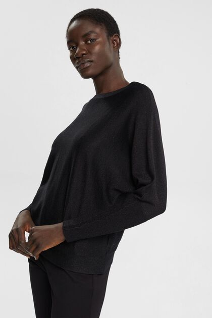 Třpytivý pulovr, LENZING™ ECOVERO™, BLACK, overview