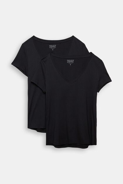 2 ks v balení: trička ze směsi s bavlnou, BLACK, overview