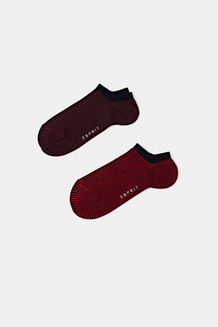 Proužkované kotníkové ponožky, 2 páry v balení, RED, detail image number 0