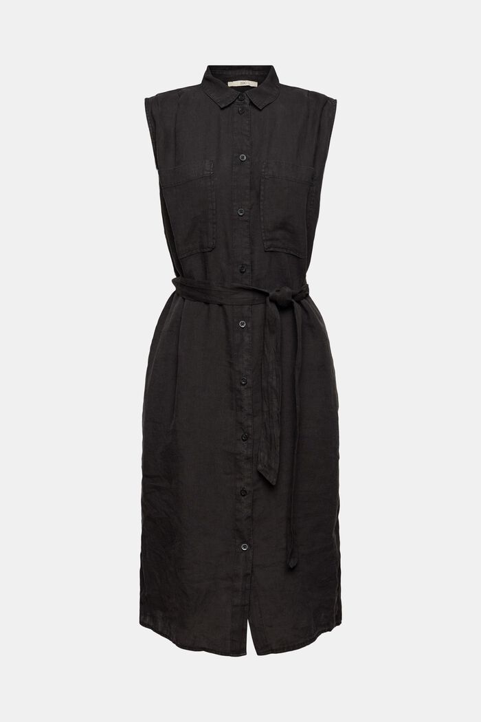 Šaty ze 100% lnu, BLACK, detail image number 5