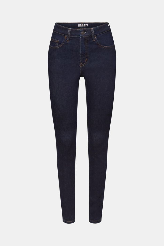 Skinny džíny s vysokým pasem, strečová bavlna, BLUE RINSE, detail image number 7