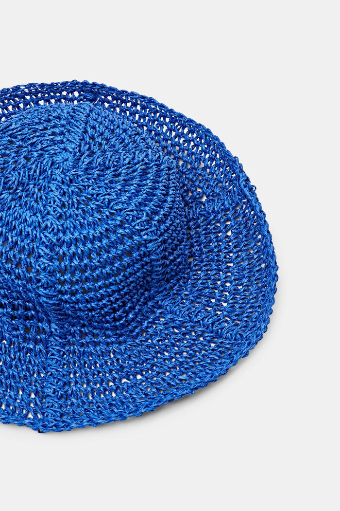 Háčkovaný slaměný klobouk, BRIGHT BLUE, detail image number 1