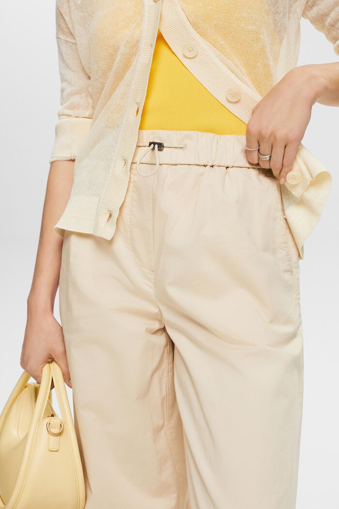 Popelínové kalhoty se širokými nohavicemi, CREAM BEIGE, detail image number 4