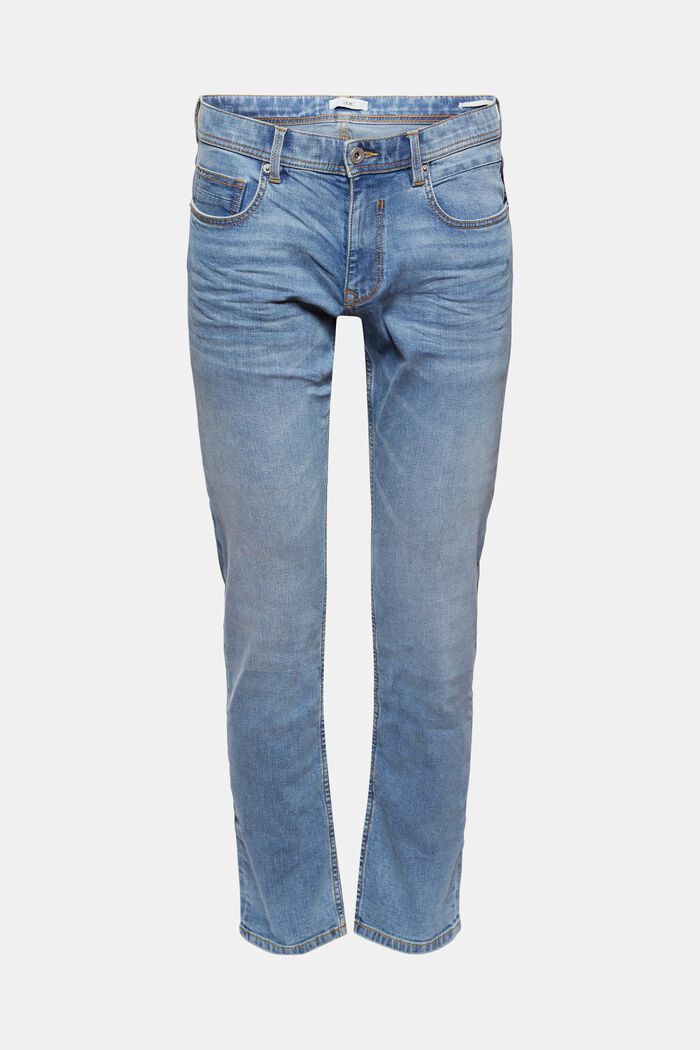 Úzké strečové džíny se sepraným vzhledem, BLUE LIGHT WASHED, detail image number 0