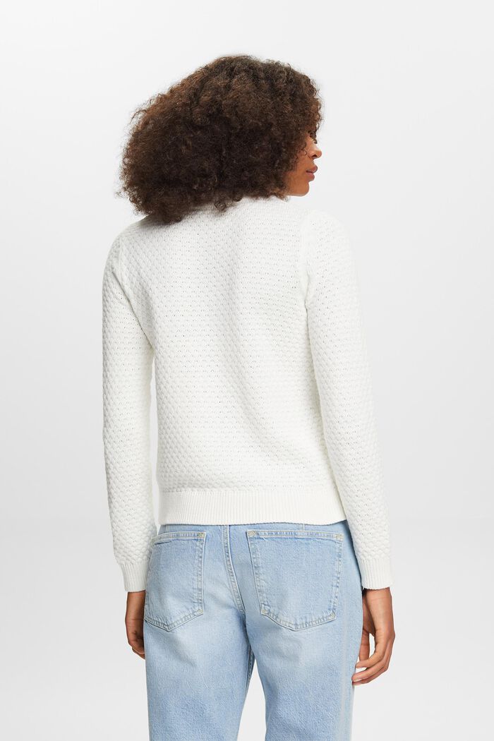 Texturovaný pletený pulovr, směs s bavlnou, OFF WHITE, detail image number 3