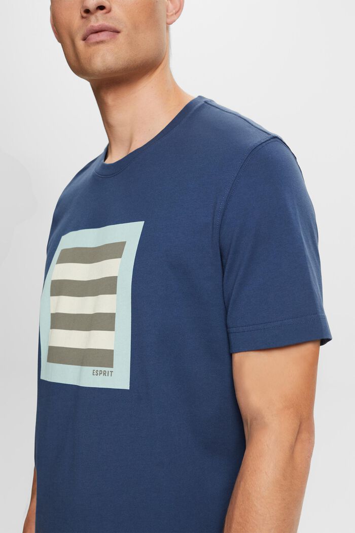Tričko z bavlněného žerzeje, s grafickým designem, GREY BLUE, detail image number 2