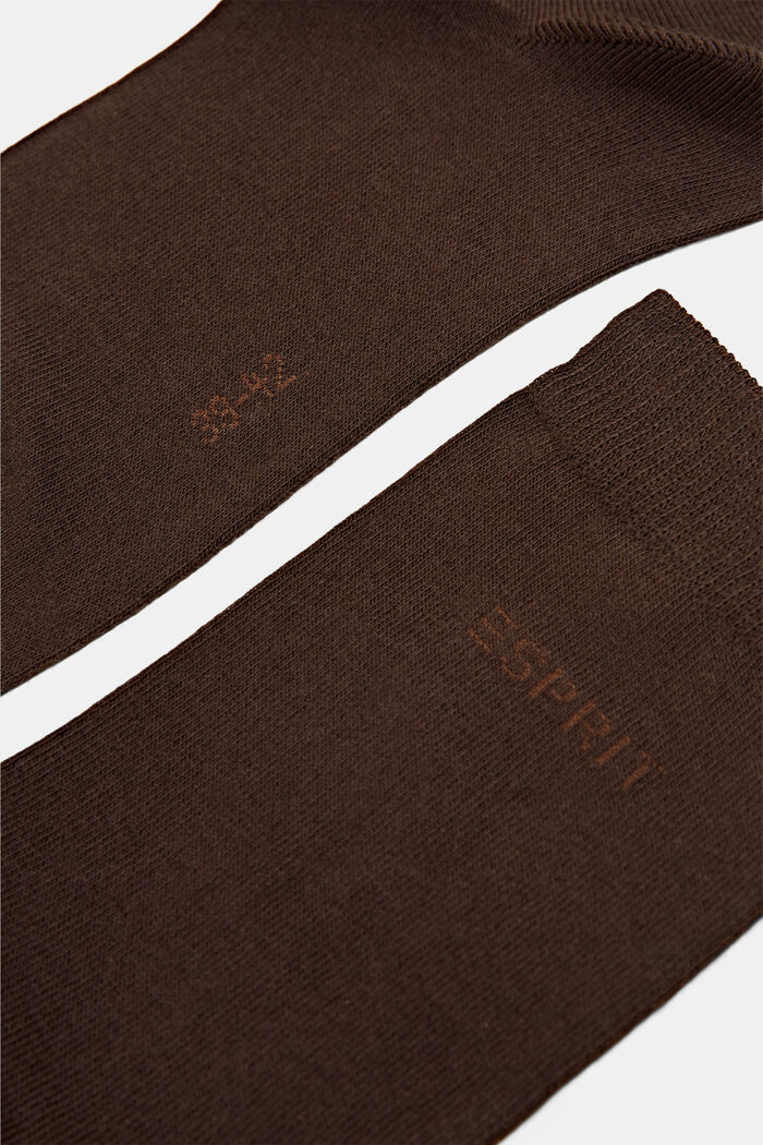 2 páry ponožek s vpleteným logem, bio bavlna, DARK BROWN, detail image number 1
