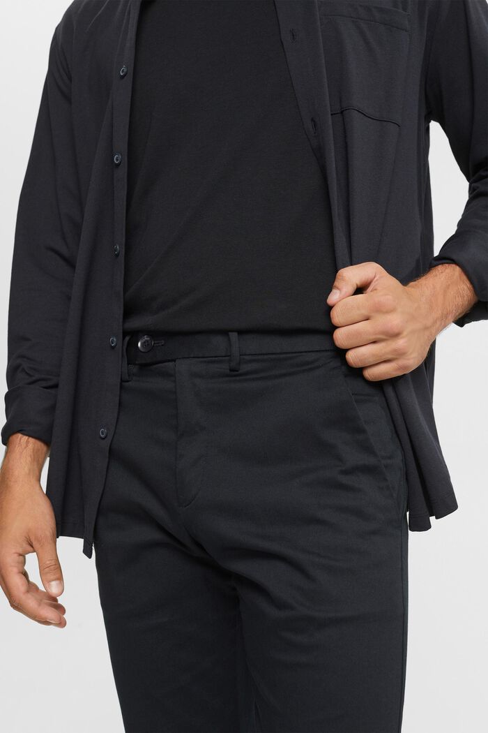 Strečové kalhoty chino z bavlny, BLACK, detail image number 0