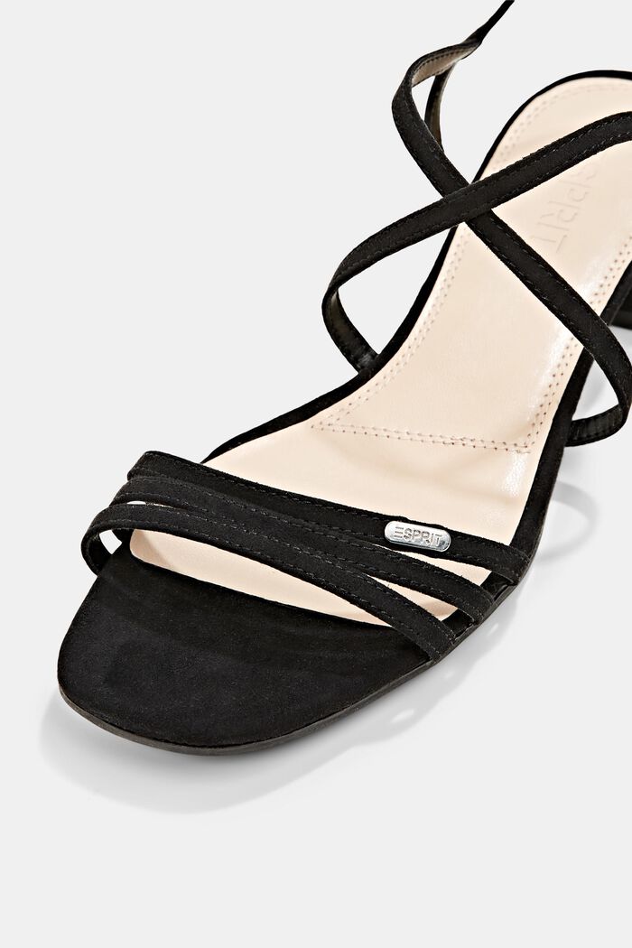 Páskové sandály v semišovém vzhledu, BLACK, detail image number 3