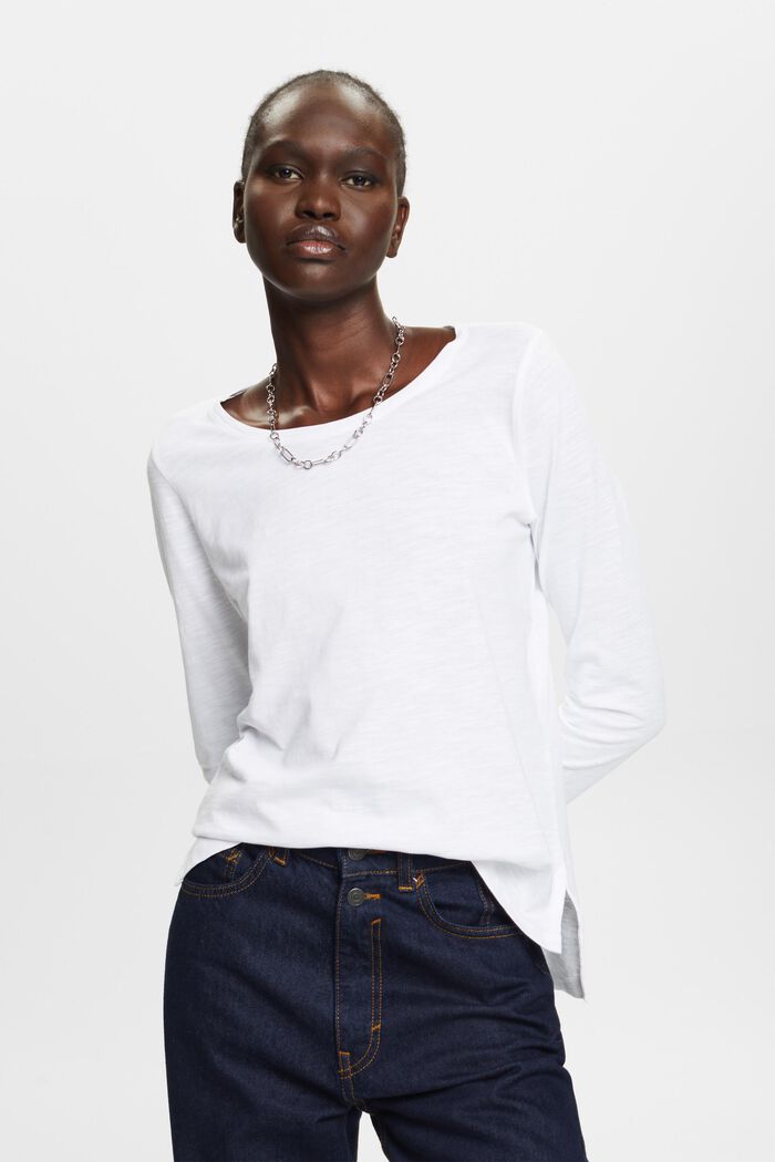 Žerzejové tričko s dlouhým rukávem, 100% bavlna, WHITE, detail image number 0