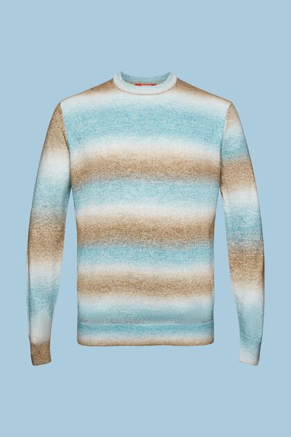 Pruhovaný pulovr, kulatý výstřih a přechod barev