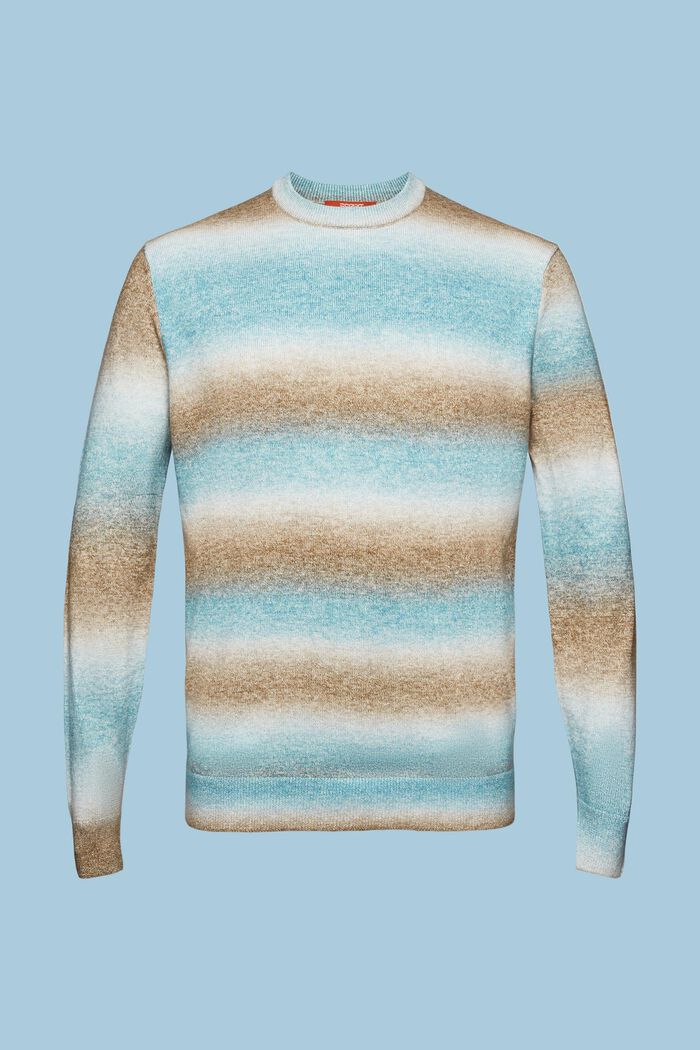 Pruhovaný pulovr, kulatý výstřih a přechod barev, DARK TURQUOISE, detail image number 6
