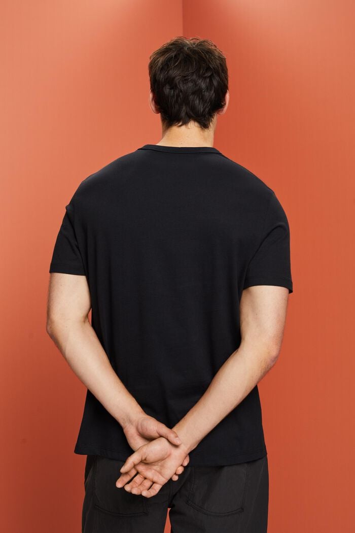 Potištěné žerzejové tričko, 100% bavlna, BLACK, detail image number 3