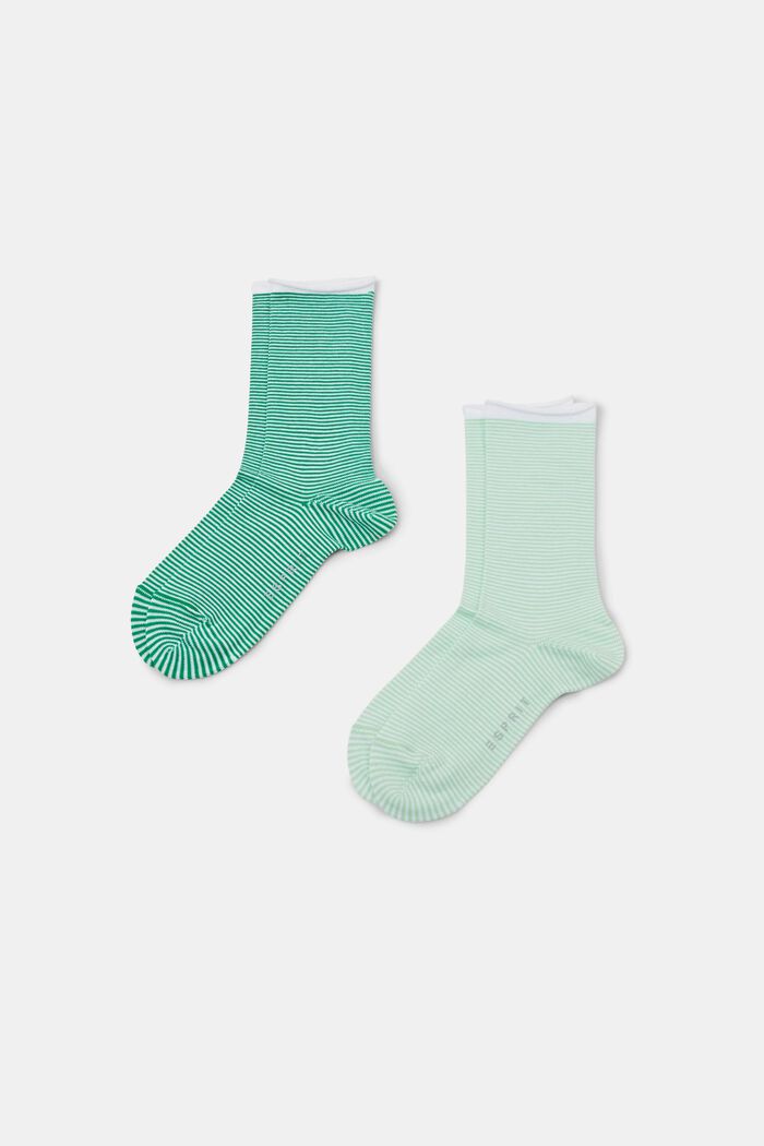 Pruhované ponožky se srolovaným lemem, bio bavlna, GREEN, detail image number 0