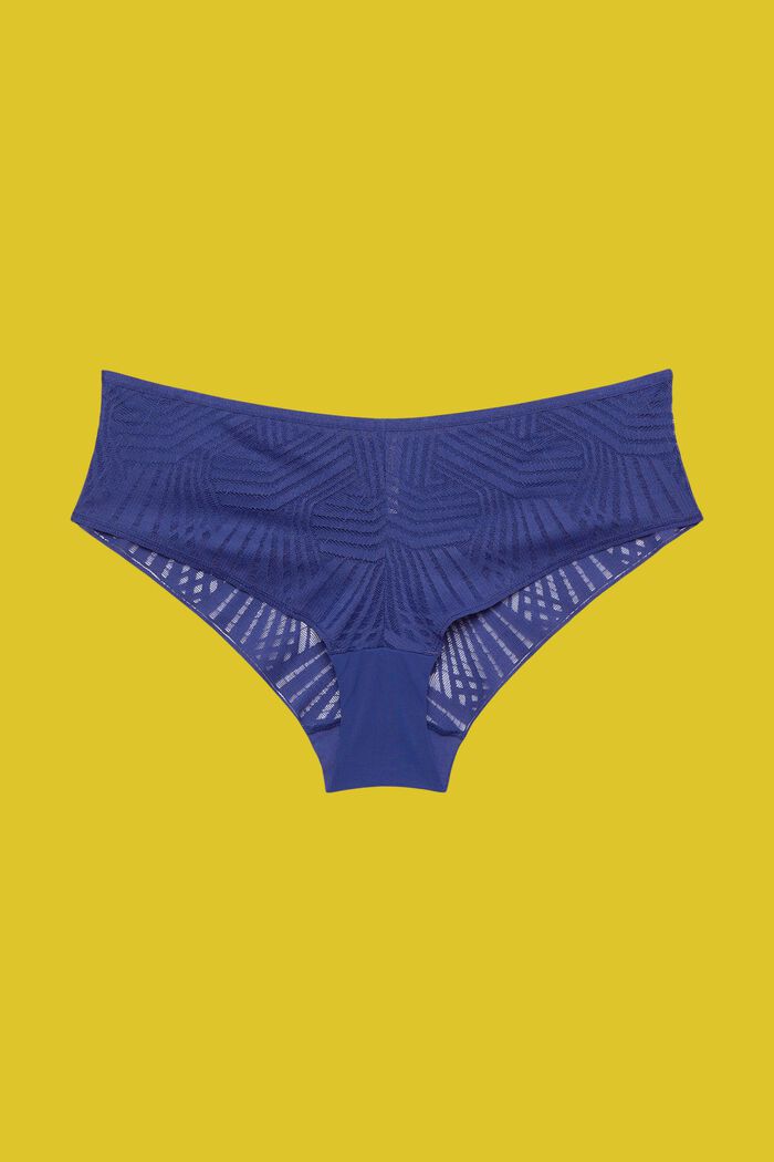 Krajkové brazilské bokové kalhotky s nohavičkou, DARK BLUE, detail image number 4