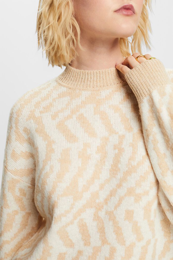 Žakárový pulovr s abstraktním vzorem, DUSTY NUDE, detail image number 2