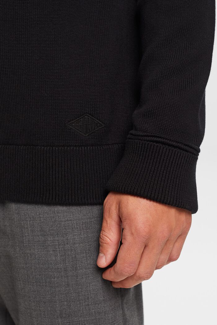 Bavlněný pulovr s kulatým výstřihem, BLACK, detail image number 2