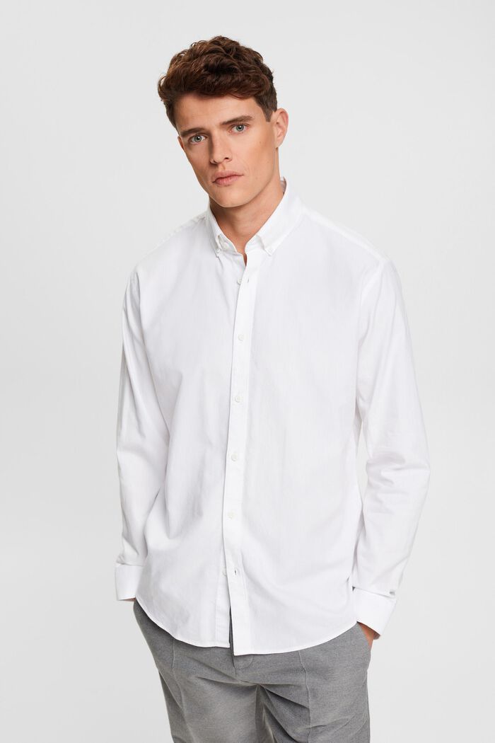 Košile s propínacím límcem a úzkým střihem Slim Fit, OFF WHITE, detail image number 0