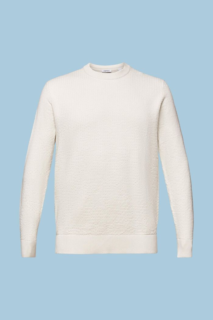 Strukturovaný pulovr s kulatým výstřihem, OFF WHITE, detail image number 6