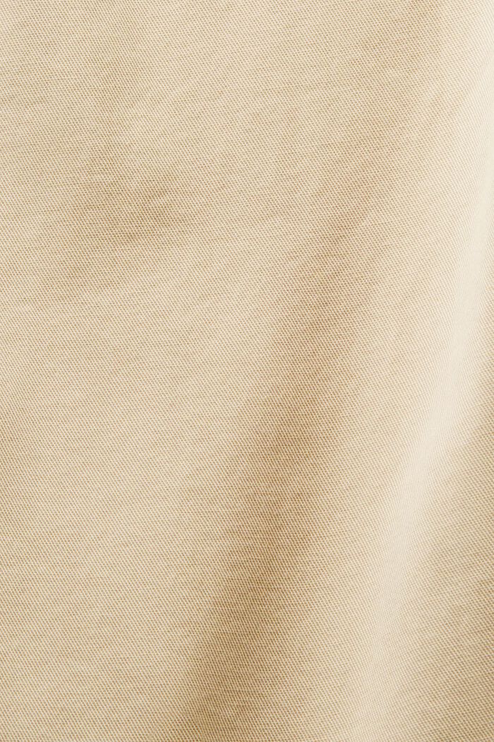 Kalhoty se sklady v pase s opaskem, z bavlny pima, BEIGE, detail image number 6