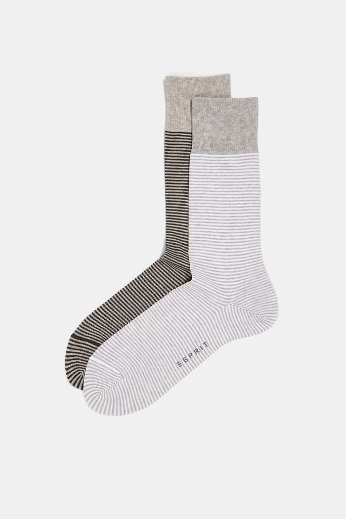 Pruhované ponožky ze směsi s bavlnou, 2 páry v balení, GREY, detail image number 2
