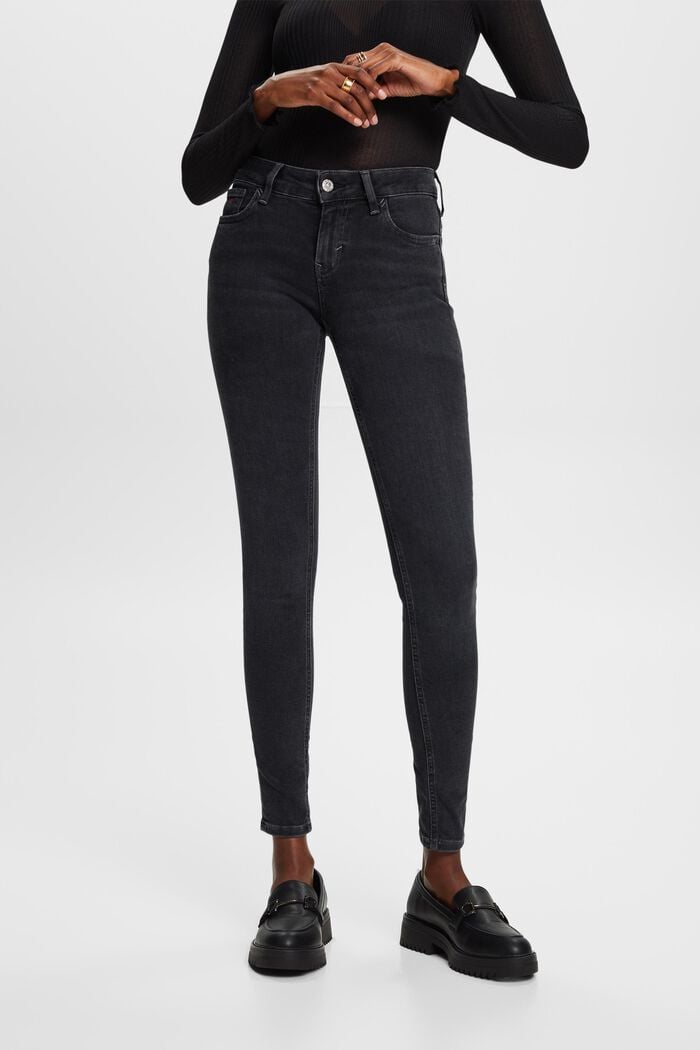 Skinny džíny se střední výškou pasu, BLACK RINSE, detail image number 0