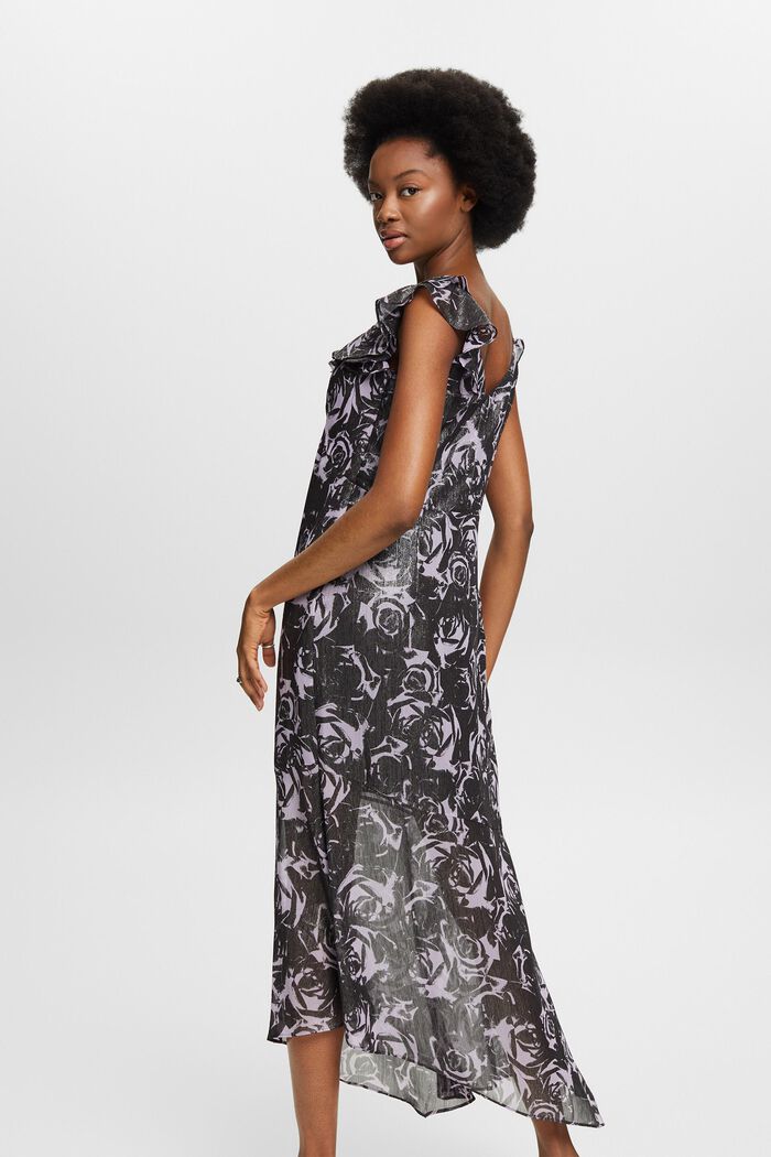 Potištěné šifonové maxi šaty s odhalenými rameny, BLACK, detail image number 2