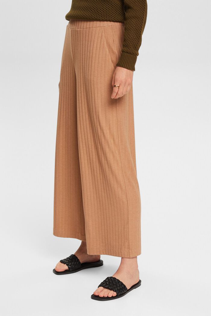 Kalhotová sukně s žebrovaným vzhledem, LIGHT TAUPE, detail image number 0