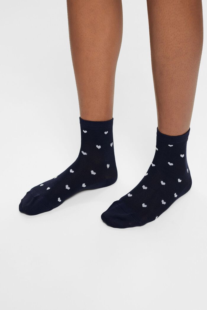 Ponožky se srdíčky, 2 páry v balení, SPACE BLUE, detail image number 1