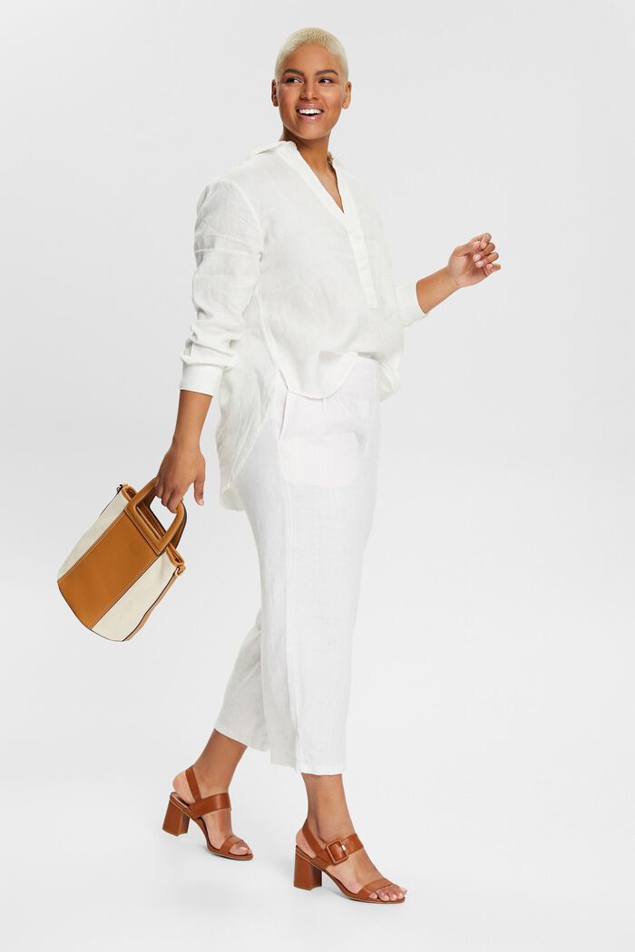 CURVY kalhotová sukně ze 100% lnu, WHITE, overview