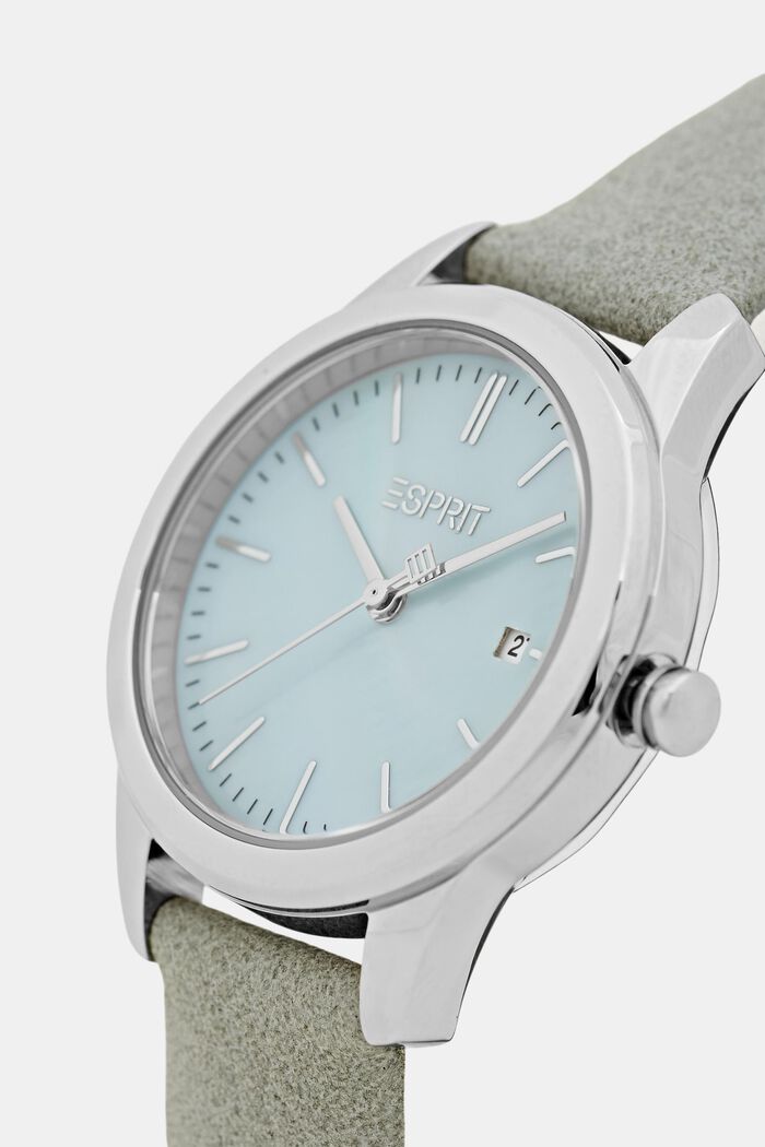 Nerezové hodinky s páskem z imitace kůže, GREY, detail image number 1