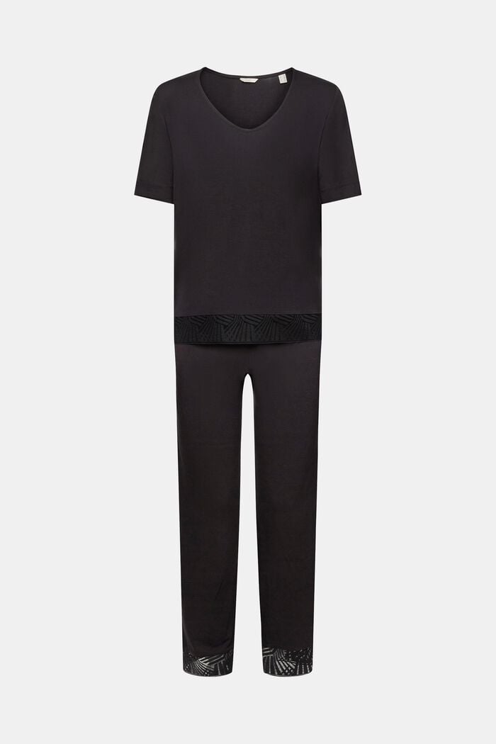 Pyžamová souprava s krajkou, LENZING™ ECOVERO™, BLACK, detail image number 5