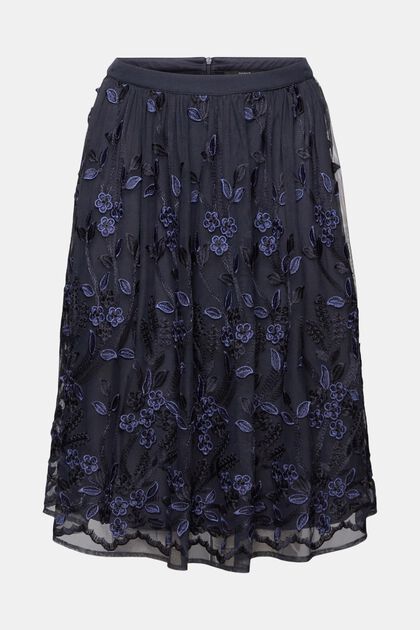 Krajková midi sukně s květinovou výšivkou
