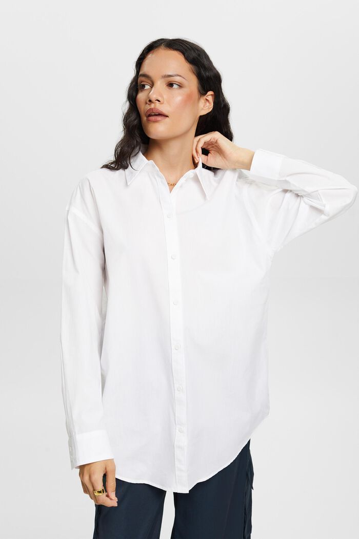 Košilová halenka z popelínu, 100% bavlna, WHITE, detail image number 1