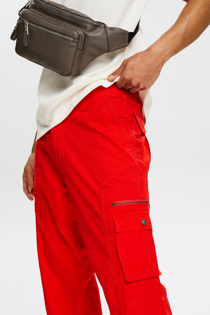 Keprové cargo kalhoty s rovnými nohavicemi, RED, detail image number 4