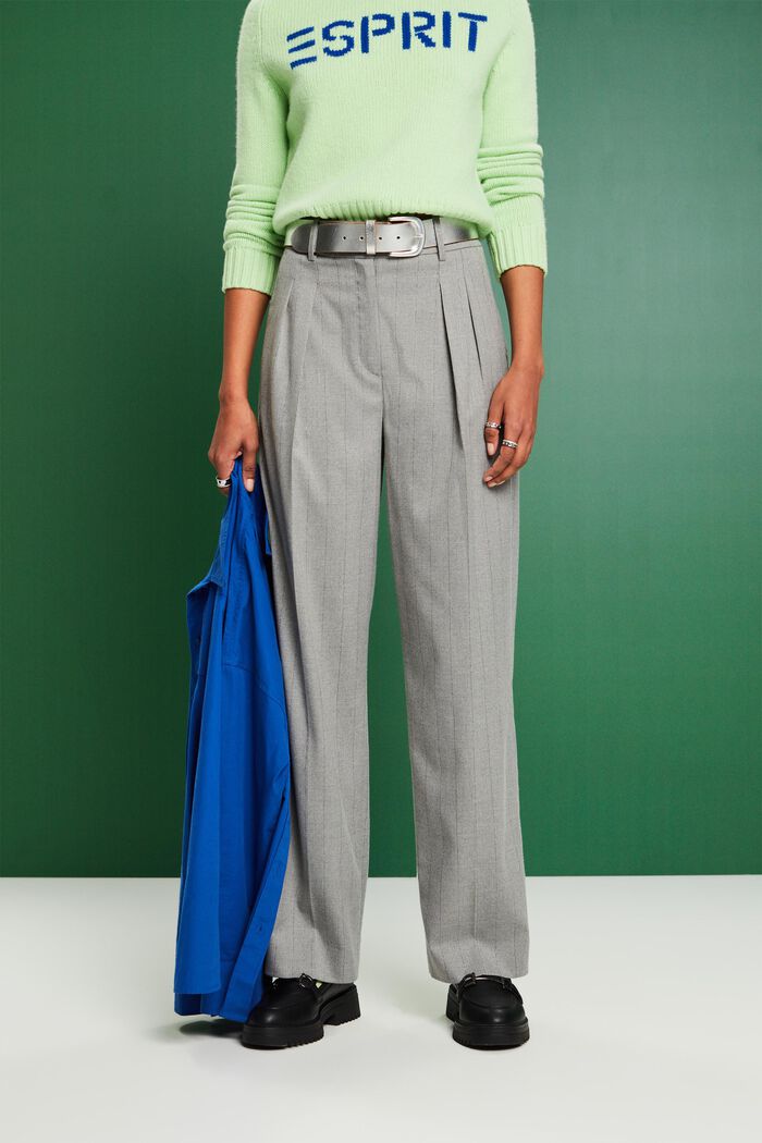 Kalhoty se širokými nohavicemi a vlasovými proužky, MEDIUM GREY, detail image number 0