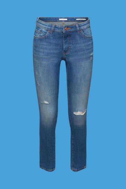 Zkrácené úzké skinny džíny, obnošený vzhled